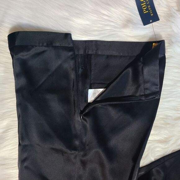 NWT|Polo Ralph Lauren Black Satin Double Face Straight Leg Pant, 2 - Picture 8 of 13